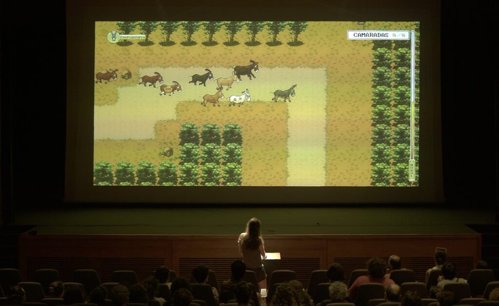 „asses.masses“ im Theater Pumpenhaus Münster: Ein Gaming-Abenteuer, bei dem das Publikum die Kontrolle über Esel im Arbeitskampf übernimmt.