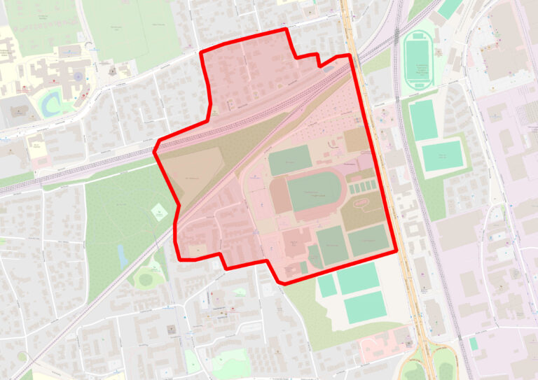 Evakuierungsbereich Kampfmittelfund Preußenstadion