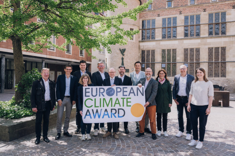 Münster erhält den European Climate Adaptation Award in Gold – für langjähriges Engagement und systematische Maßnahmen zur Klimaanpassung auf kommunaler Ebene.