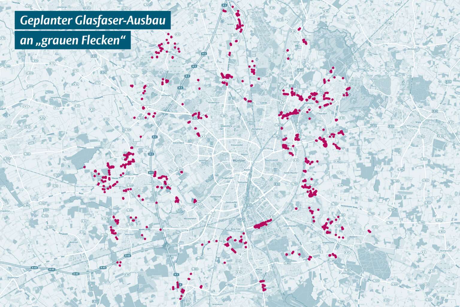 Der Glasfaserausbau in Münsters grauen Flecken bringt schnelles Internet in unterversorgte Randlagen – bis 2027.