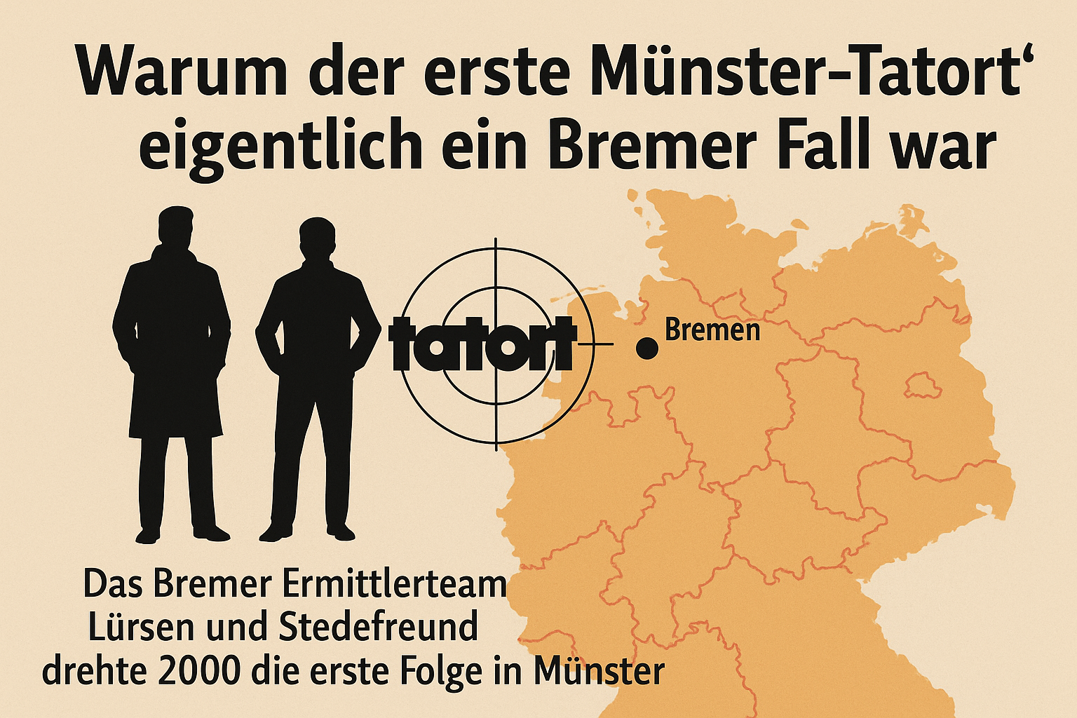 Warum der erste „Tatort“ aus Münster eigentlich ein Bremer Fall war – wie aus einem einmaligen Dreh mit Lürsen und Stedefreund das Kult-Duo Thiel und Boerne entstand und Münster zur Krimi-Hauptstadt wurde.