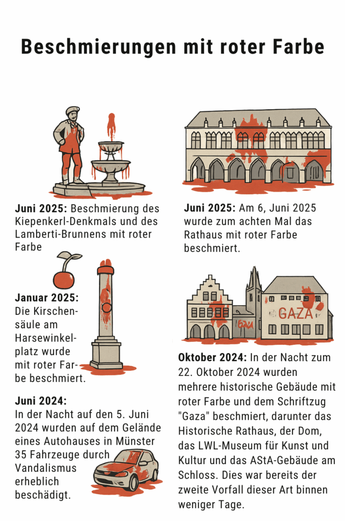 Chronik Beschmierung mit roter Farbe in Münster