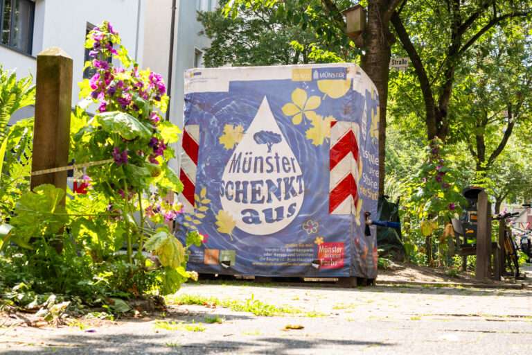 Die Stadt Münster ruft mit der Aktion „Münster schenkt aus“ zum Gießen junger Straßenbäume auf – Wasser und Material gibt’s gratis.