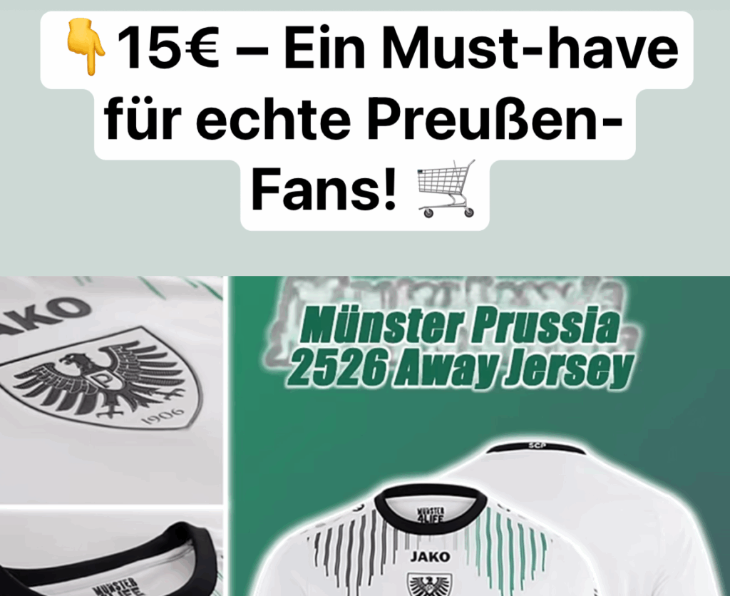 Ein dubioser Online-Shop bietet das neue Auswärtstrikot von Preußen Münster für nur 15 Euro an – Fans wittern Betrug.