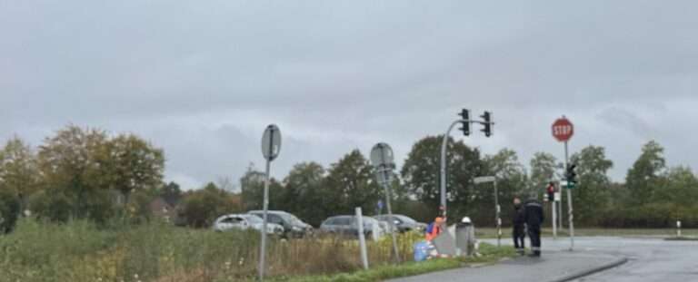 Autofahrer prallt in Münster an der Kreuzung Schifffahrter Damm / Sudmühlenstraße gegen Ampelschaltkasten