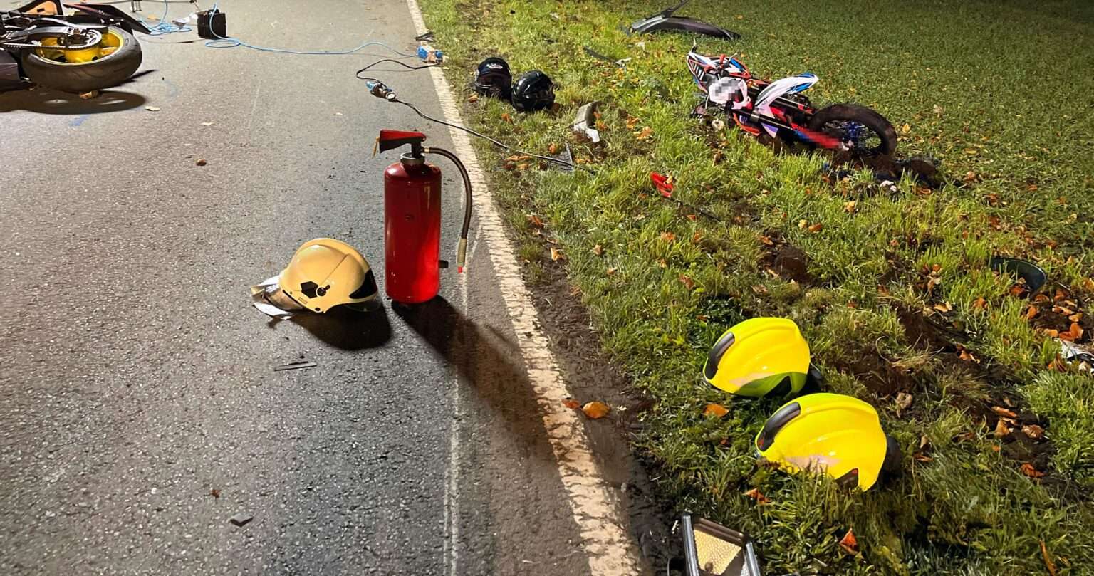 Drei Motorradfahrer angefahren: Unfall auf der B58 bei Lüdinghausen-Seppenrade – ein verletzt benötigt Rettungshubschrauber