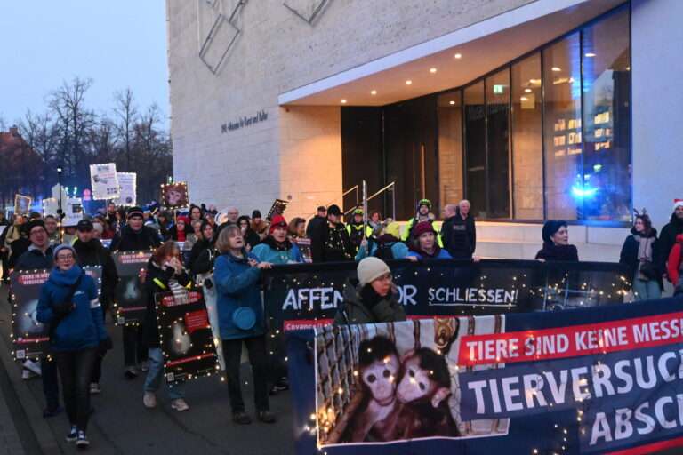 Über 200 Menschen demonstrieren gegen Tierversuche in Münster