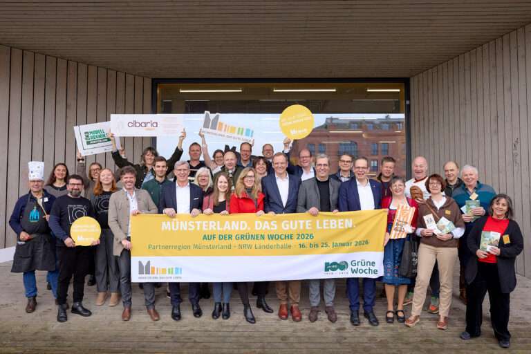 Das Münsterland präsentiert sich auf der Grünen Woche in Berlin. Regionale Produkte, Innovationen und Bühnenprogramm aus Münster.