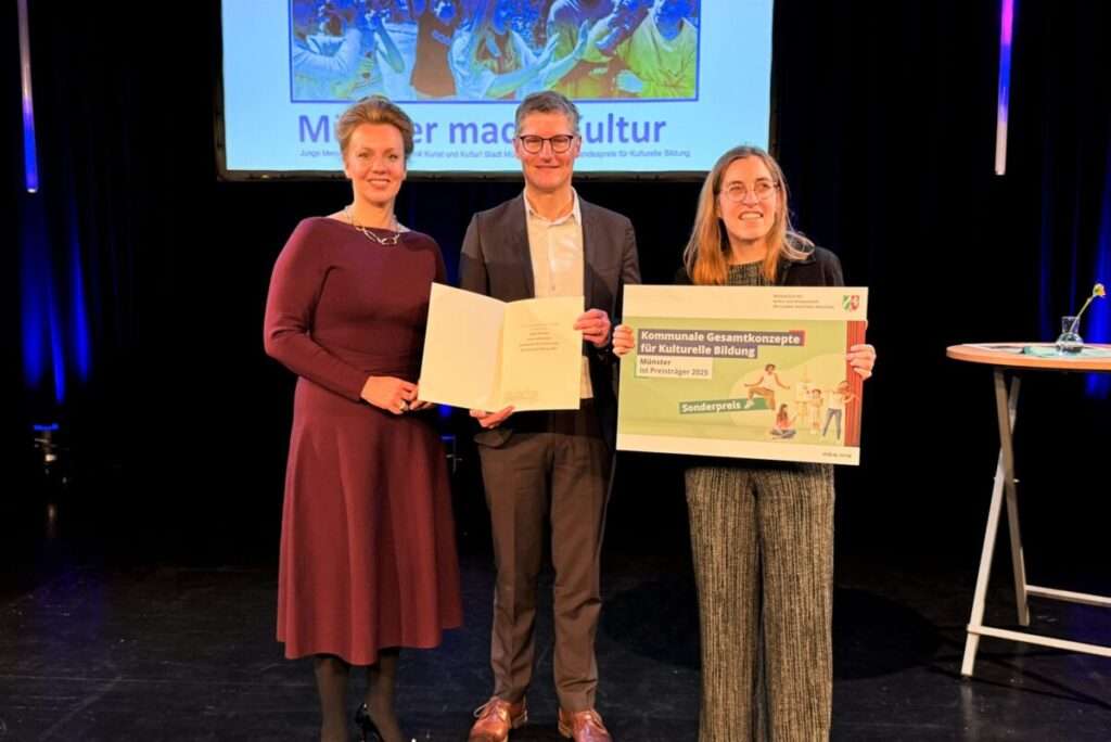 Münster erhält einen Kulturspreis des Landes NRW für sein Konzept zur kulturellen Bildung von Kindern und Jugendlichen.