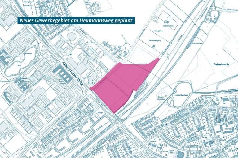 Münster plant ein neues Gewerbegebiet am Heumannsweg. Der Rat hat die nächsten Schritte für das Verfahren beschlossen.