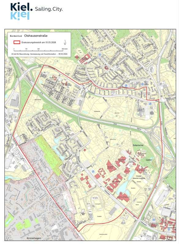 Weltkriegsbombe in Kiel-Suchsdorf entdeckt: Große Evakuierung am Sonntag
