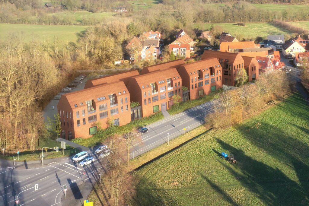In Nienberge sollen auf dem ehemaligen Autohausgelände an der Kreuzung von Altenberger Straße, Häger- und Hülshoffstraße Neubauten entstehen. ©loomn – architekturkommunikation
