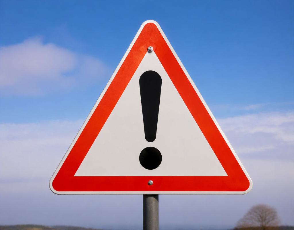 Ein Schild zeigt Warnung