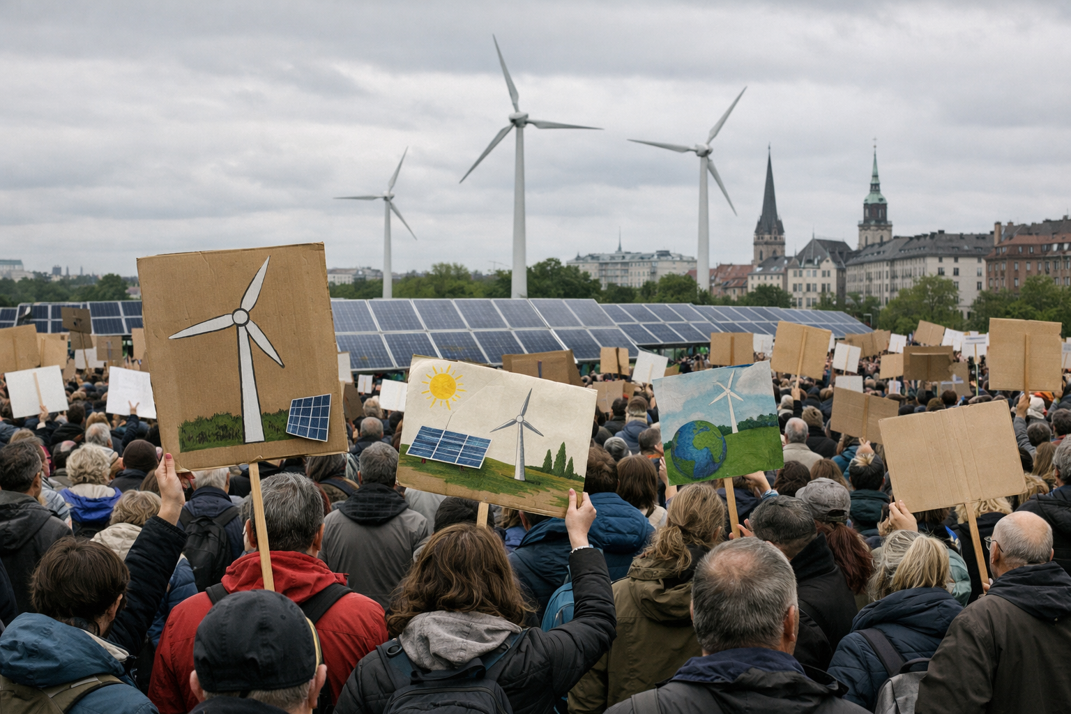 Demo in Hamburg für erneuerbare Energien