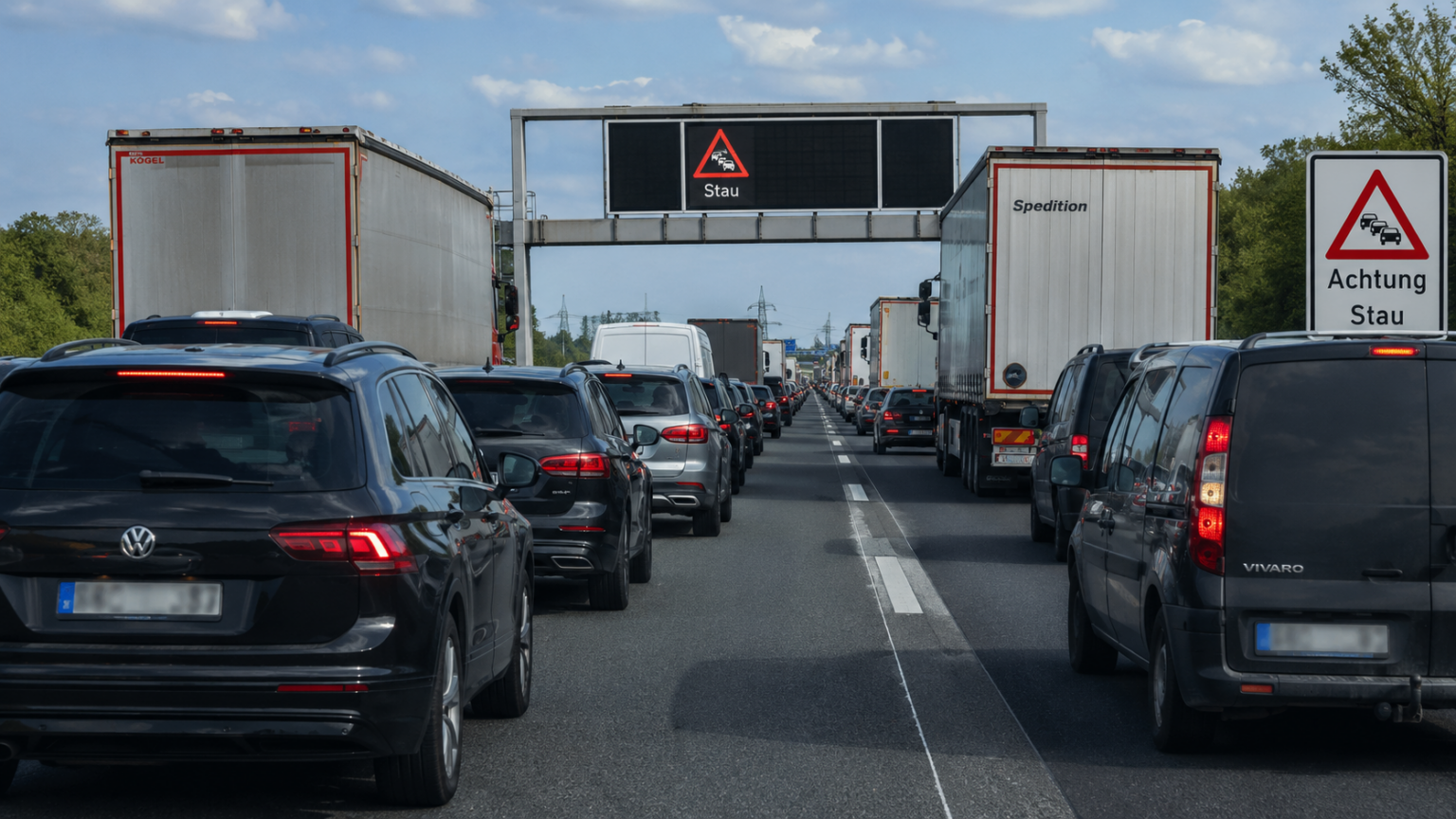 Brennender Pkw auf der A1 bei Münster-Nord