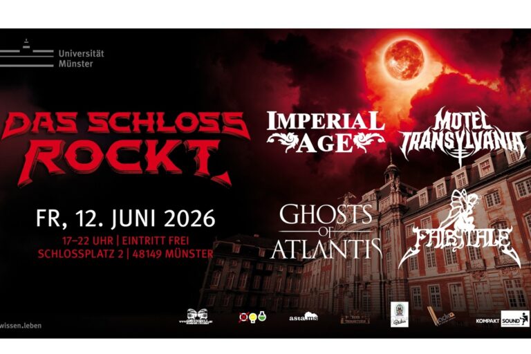 Das Schloss rockt 2026 bringt Rock und Metal vor das Schloss der Universität Münster. Der Eintritt ist frei.