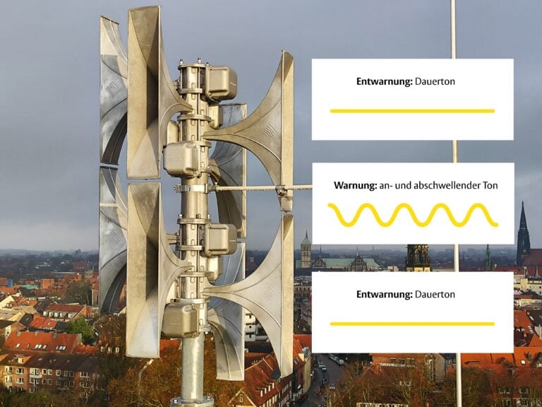 Am Warntag in Münster heulen am 10. September 70 Sirenen. Gleichzeitig werden Warnmeldungen auf Smartphones getestet.