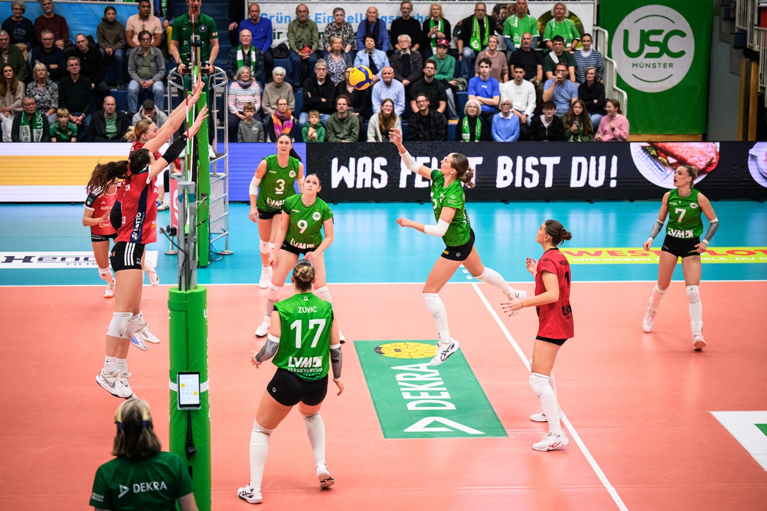 Trotz Traumstart muss sich der USC Münster gegen Stuttgart mit 1:3 geschlagen geben. Die Niederlage ändert nichts an Tabellenplatz drei.