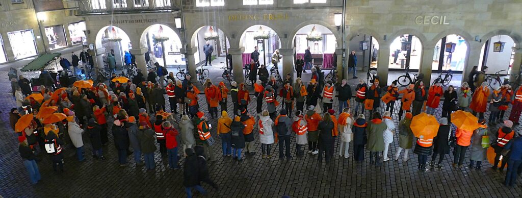 270.000 Brötchentüten, Kunst und Flashmob-Aktionen: So macht Münster bei den Orange Days 2026 auf Gewalt gegen Frauen aufmerksam.